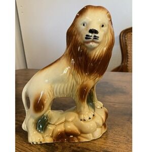 Vintage Ceramic Lion Figurine Decorative Statue Animal Collectible CUTE!